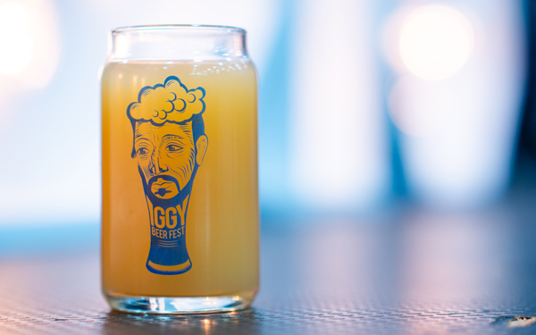close-up of beer glass with an illustration reading "Iggy Beer Fest"