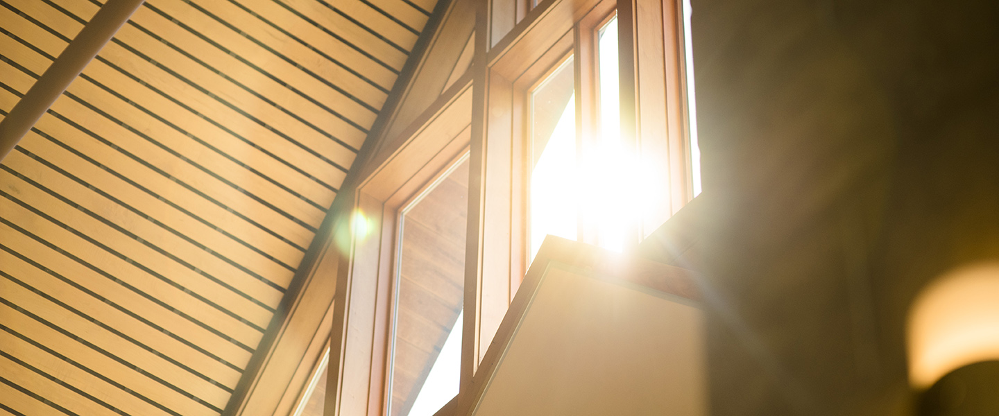 sky shining through chapel window