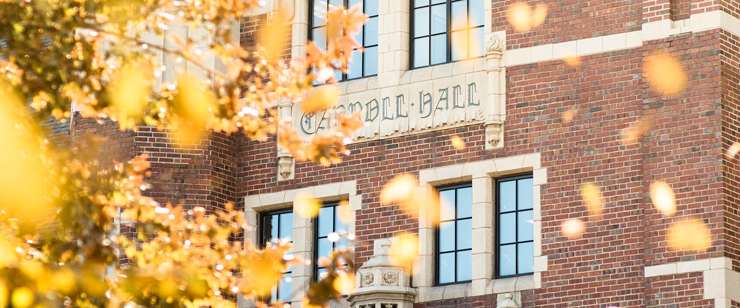 Carroll Hall in the fall