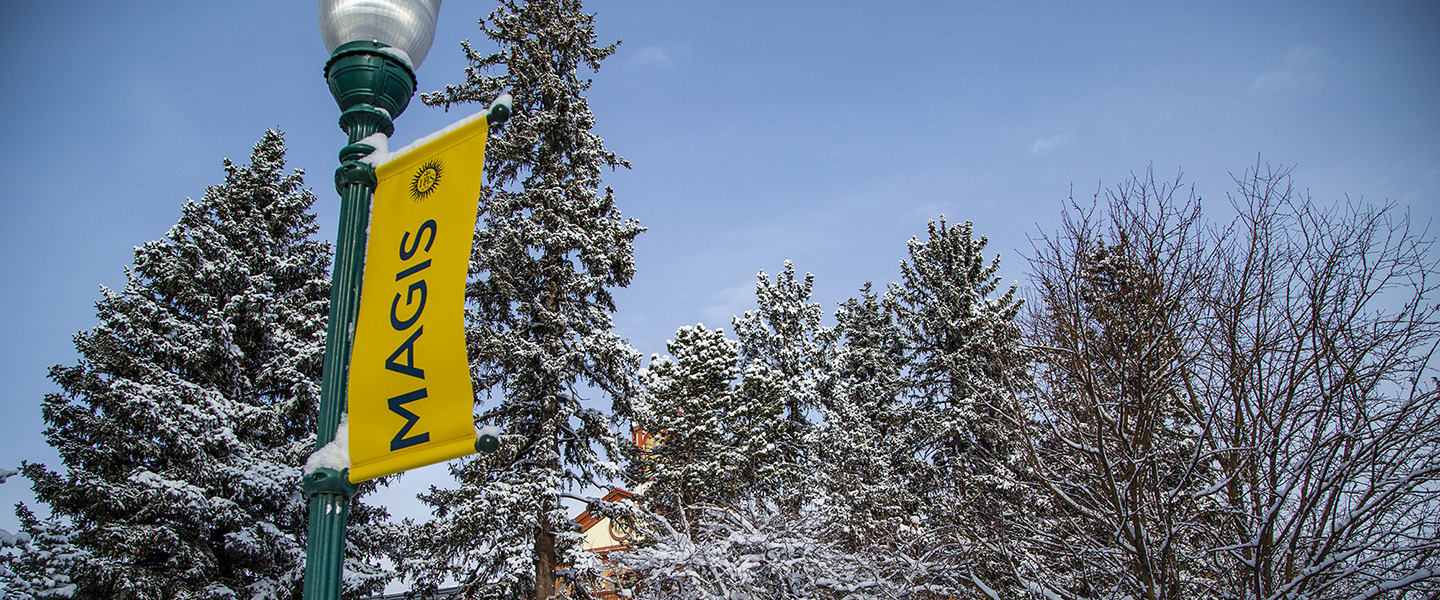 Campus Magis banner in winter