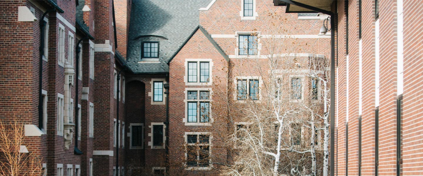 view of Carroll Hall windows and brick walls