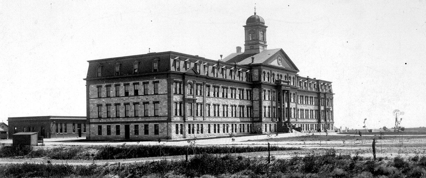 Historical image of campus' main hall