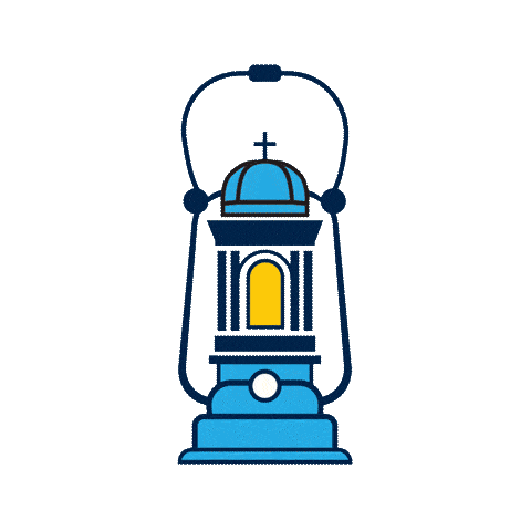 animated gif of a lantern shaped like the cupola of main hall with light radiating out of it