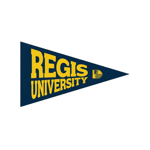 animated gif of a regis university pennant banner waving