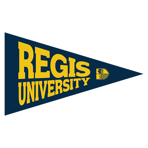 digital sticker of a blue regis university pennant