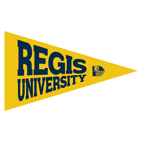 digital sticker of a gold regis university pennant