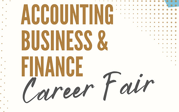 Accounting, business and finance career fair title poster.