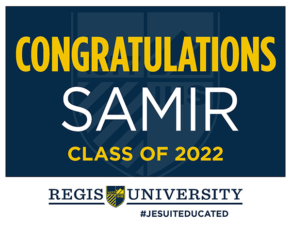 Congratulations Class of 2022 poster with space to add graduates name before printing | Regis University logo | #jesuit educated