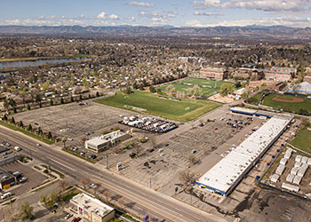 aerial view of east campus development site