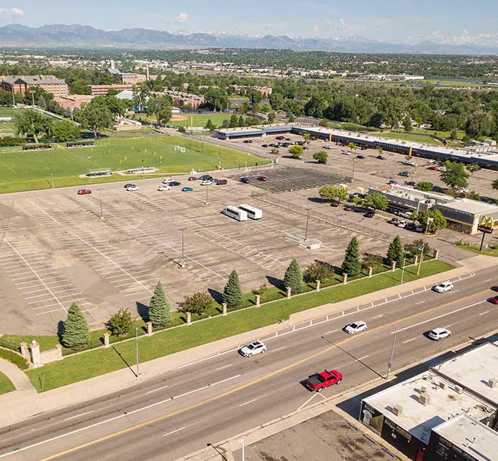 aerial view of east campus development site