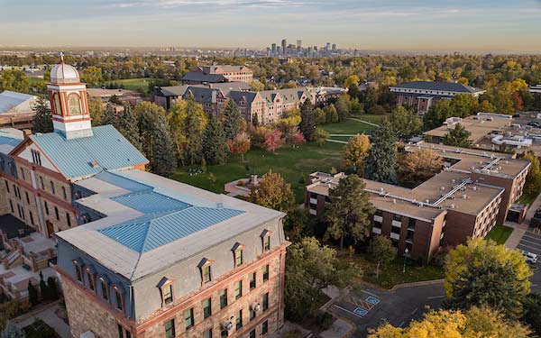 Aerial image of Regis' campus