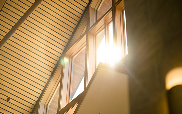 sunlight shines through Chapel window