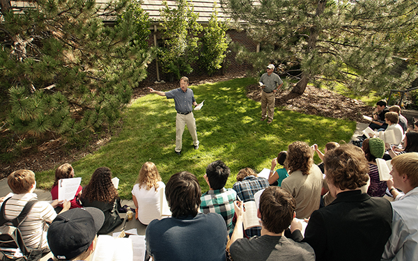 class being held outdoors