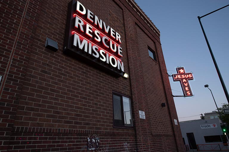 Denver rescue mission sign