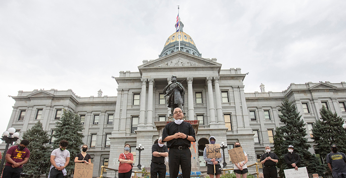 Father speaking at BLM protest