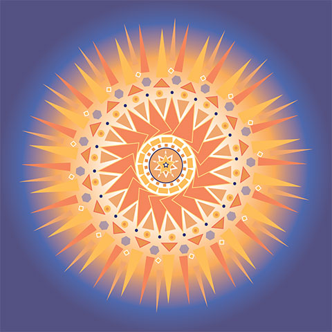 graphic of a colorful mandala design