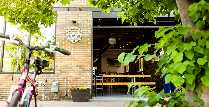 Neighborhood brewery on a sunny day