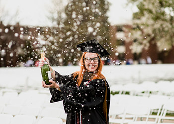 champagne celebration at commencement