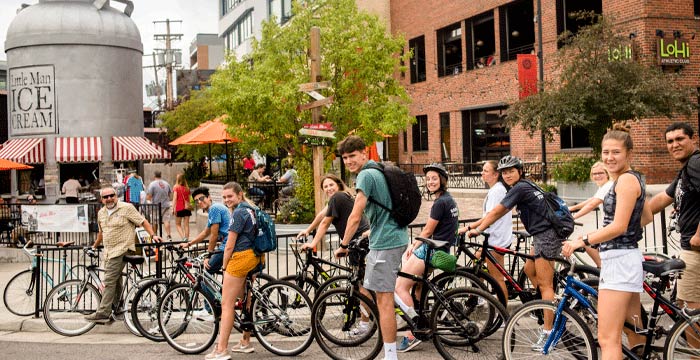 student bike trip to local ice cream