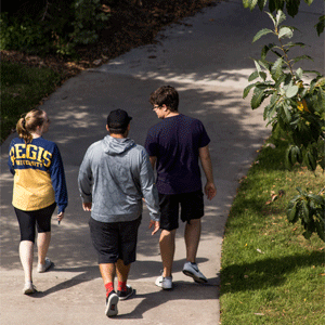 students walking on campus