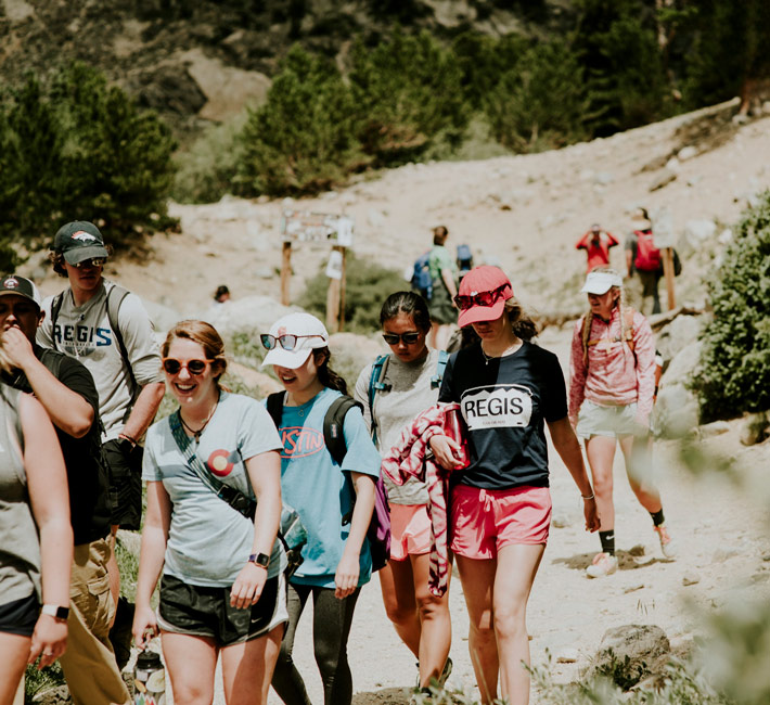 Regis students on a group hike in the Rockies