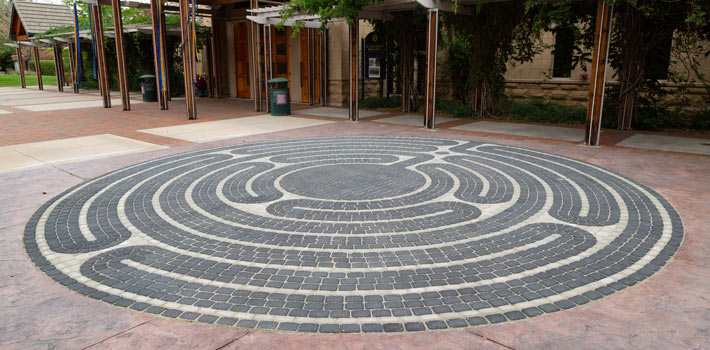 Labyrinth sitting in front of the St. John Francis Regis Chapel