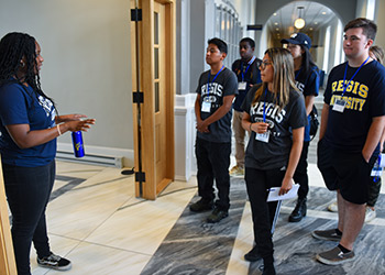 students during a campus tour at summer camp