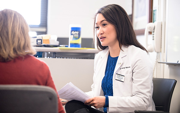 Closeup of a pharmacy student