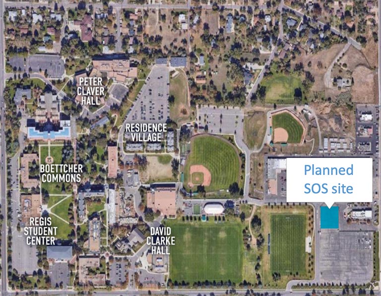 aerial view of sos site on campus
