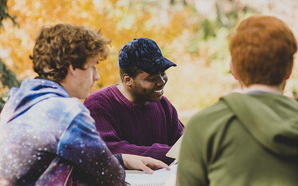 Student studying outside