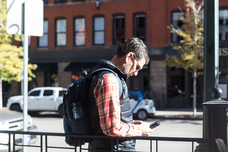 Student with cell phone