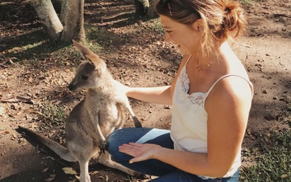 student with kangaroo
