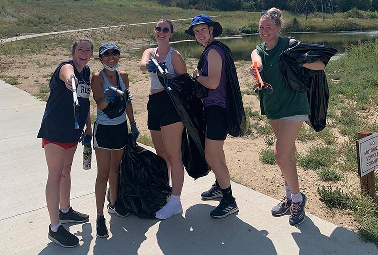 group of students in the bush learning about sustainability