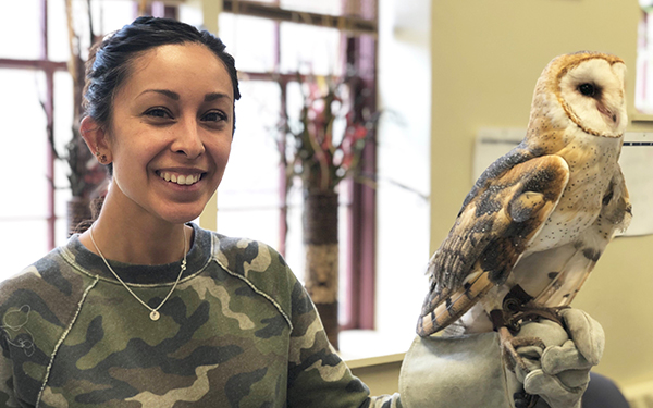 talisa puentes-ortega holding an owl