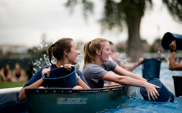 water activity with students during Welcome Week