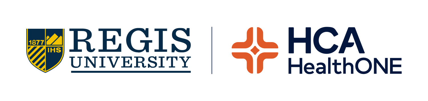 Regis University and HCA HealthOne co-brand logo