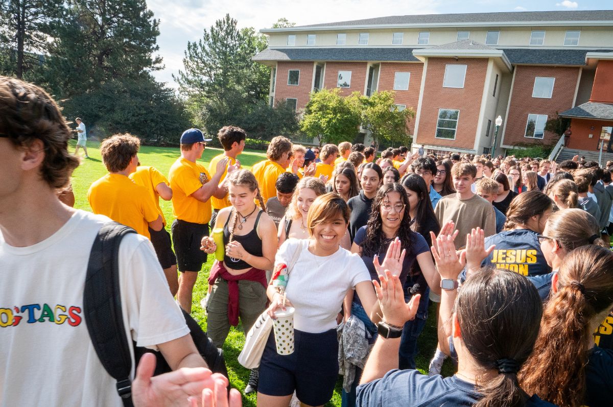 Students lining up during Fall Convocation
