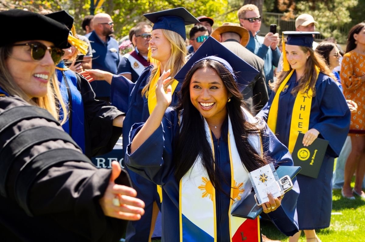 Excited students at commencement