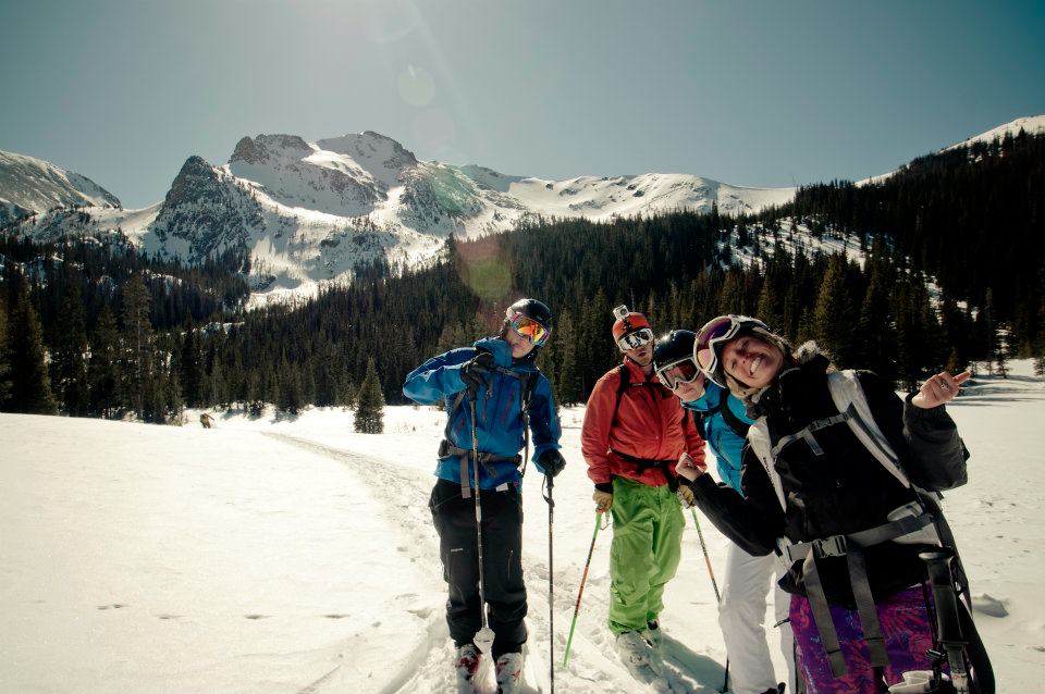 Alumna Anne Flower and other students duirng an OAP backcountry ski trip