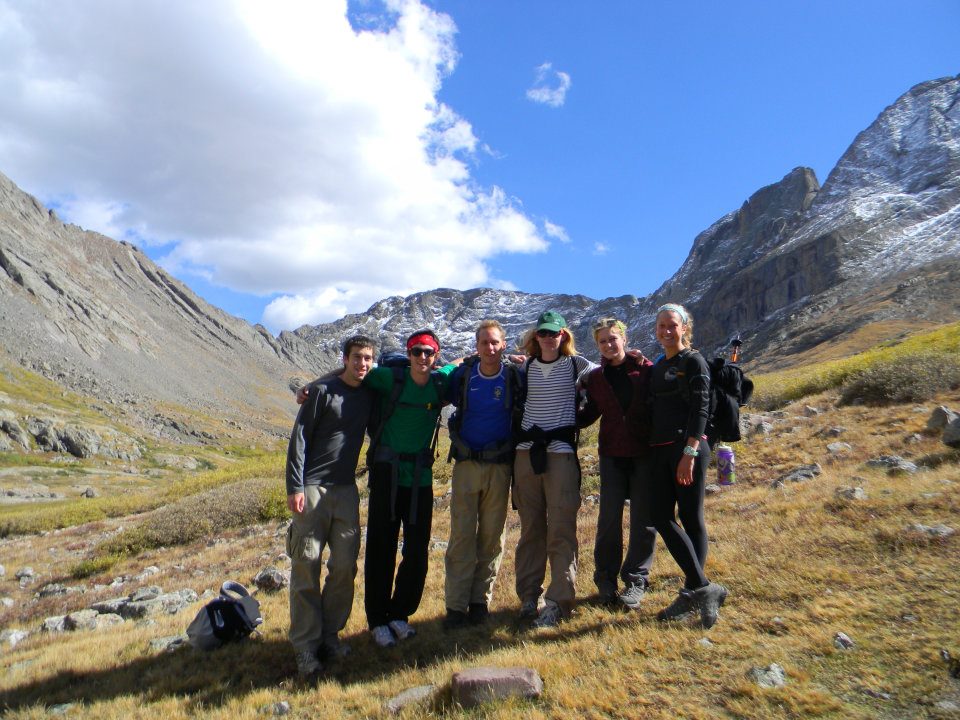 Alumna Anne Flower and other students duirng an OAP backcountry ski trip