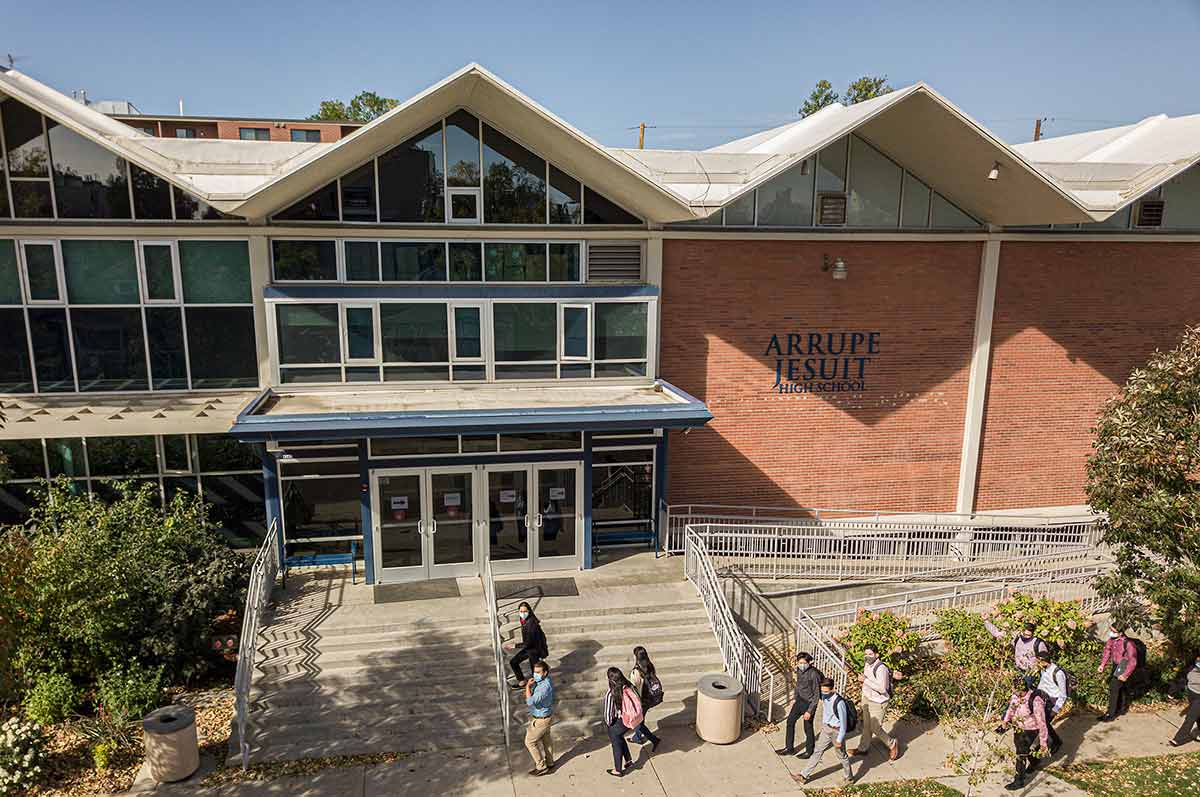 students entering Arrupe Jesuit High School