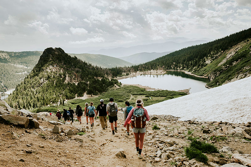 Regis University students go for a hike in the Colorado Rocky Mountains