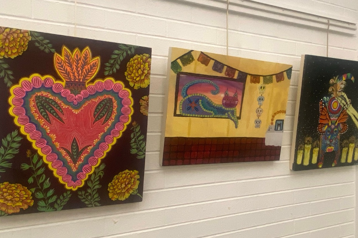 Artwork in the Dia de los Muertos: a Celebration of Remembrance exhibition