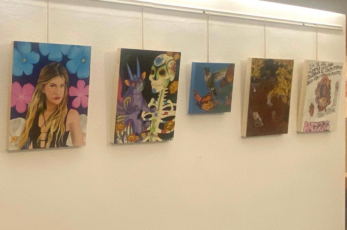 Artwork in the Dia de los Muertos exhibition at Regis in 2026