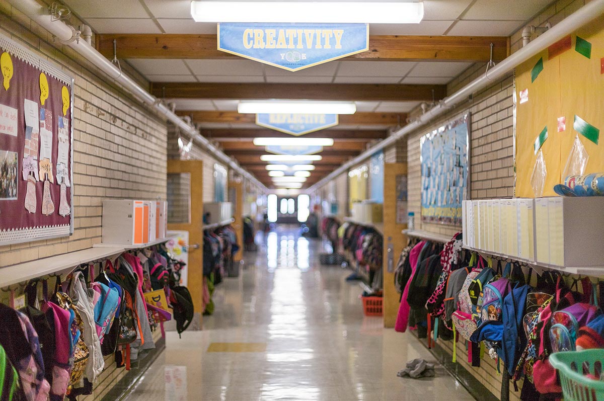 Elementary school hallway