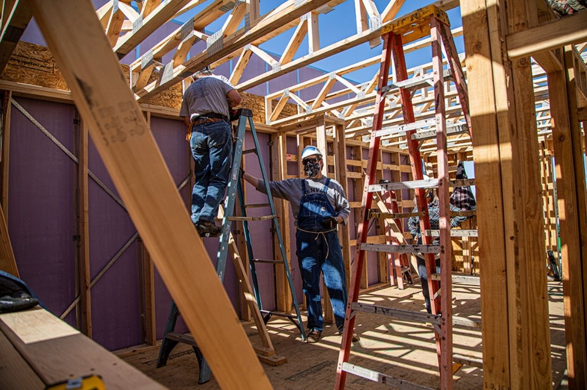 volunteers at construction site