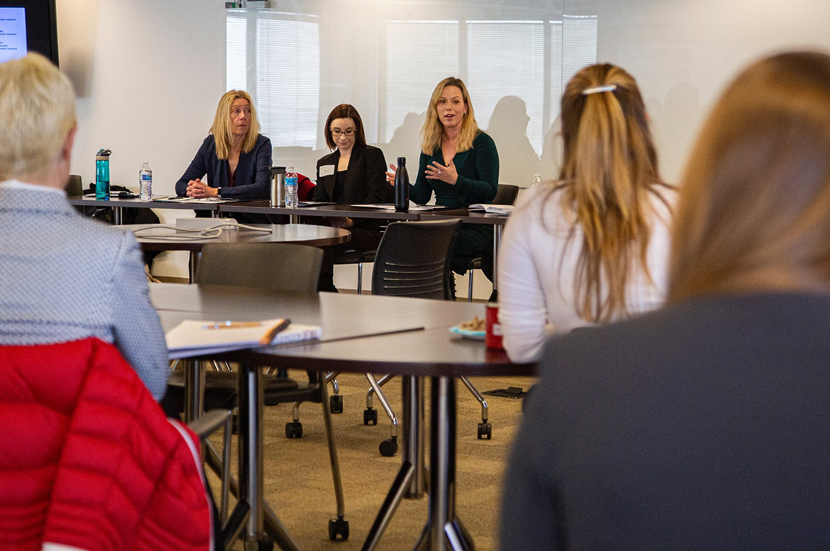 A panel from IBM Watson Health visits the Regis University School of Pharmacy.