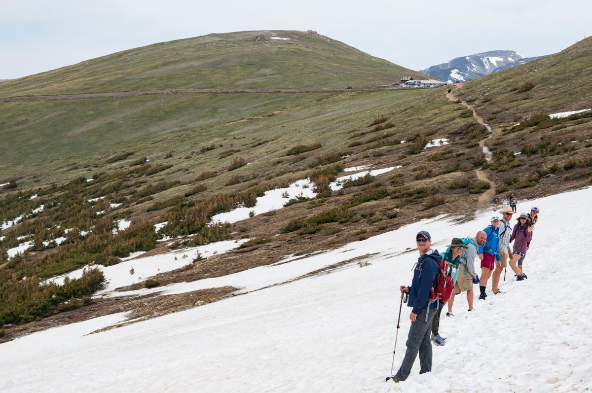 group of hikers on mountain