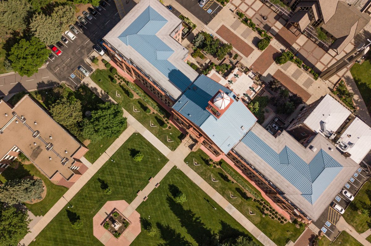 Regis University Main Hall as seen from above