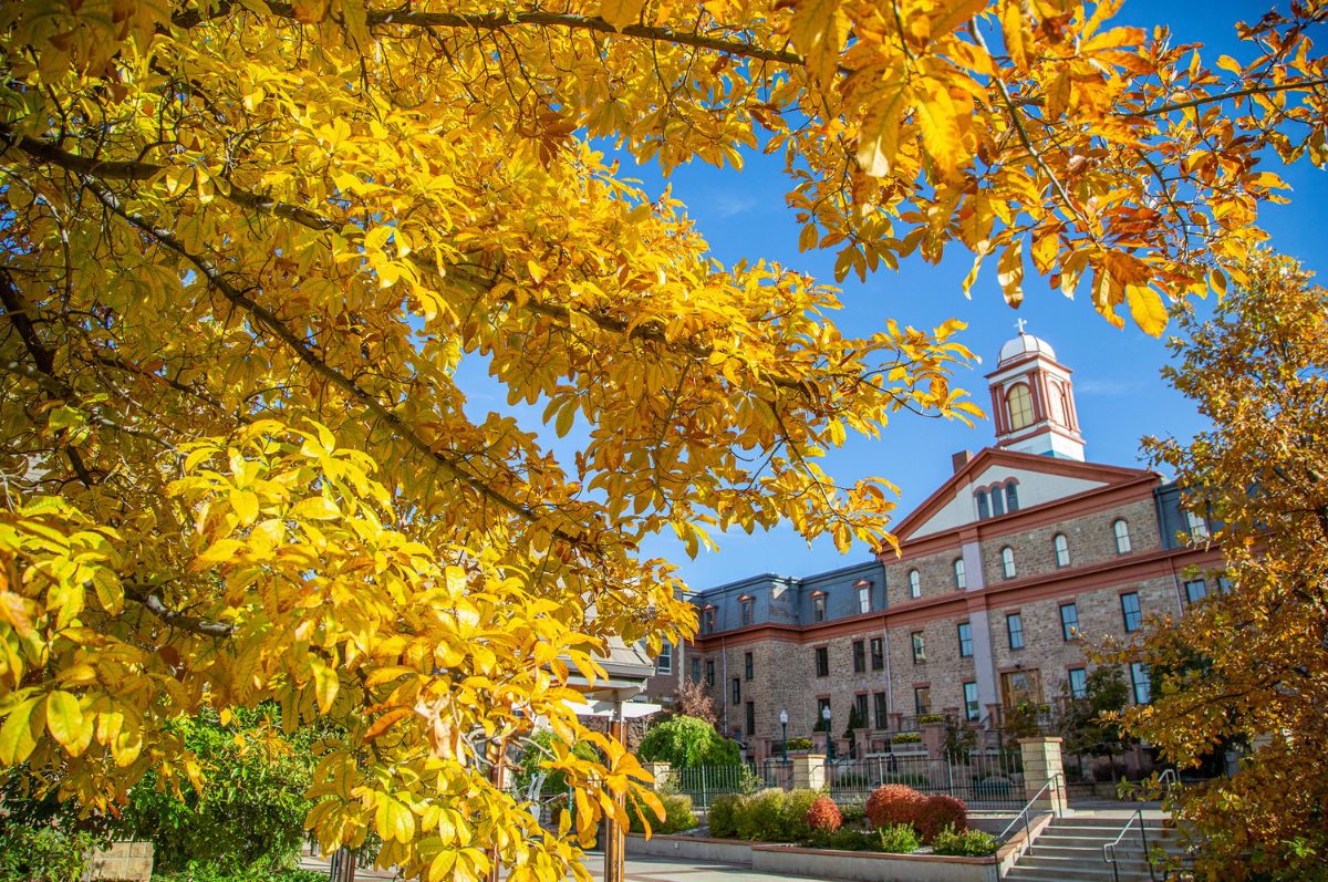 Main Hall and fall leaves